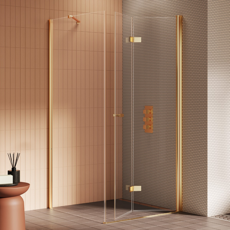 New Trendy New Soleo Kabina prysznicowa gld brushed 1D prostokątna L 90x110x195 cm - składane (K-4265)