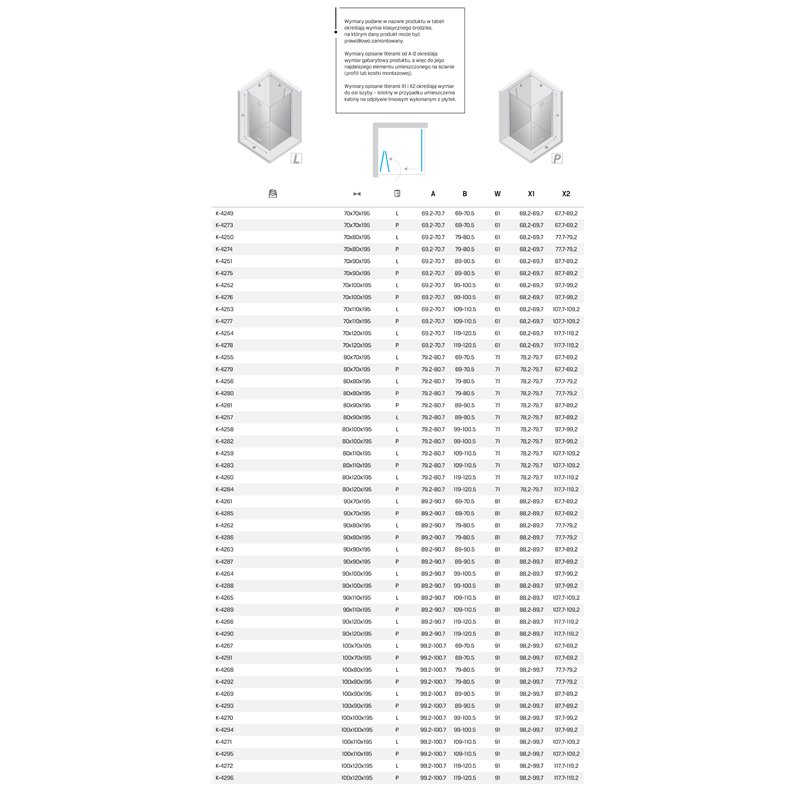 New Trendy New Soleo Kabina prysznicowa gld brushed 1D kwadratowa P 90x90x195 cm - składane (K-4287)