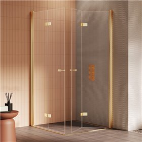 New Trendy New Soleo Kabina prysznicowa gold brushed 2D prostokątna 90x80x195 cm - składane (K-4306)