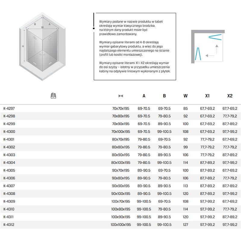 New Trendy New Soleo Kabina prysznicowa gold brushed 2D kwadratowa 100x100x195 cm - składane (K-4312)