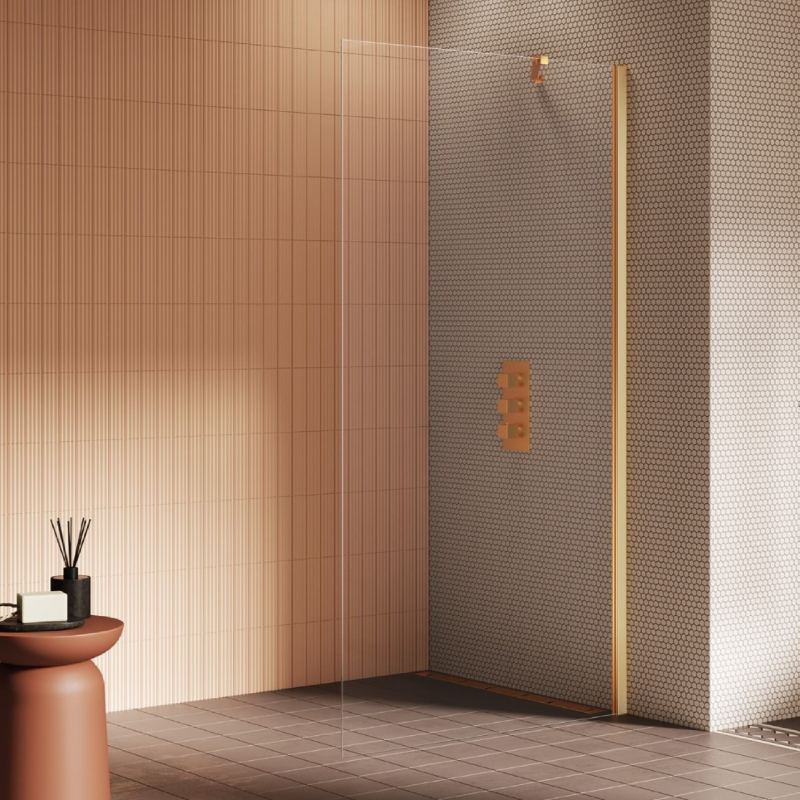 New Trendy New Soleo Kabina prysznicowa gold brushed walk-in U 50x195 cm (K-4313)
