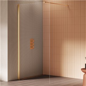 New Trendy New Soleo Kabina prysznicowa gold brushed walk-in U 110x195 cm - wspornik prostopadły (K-4319-WP)