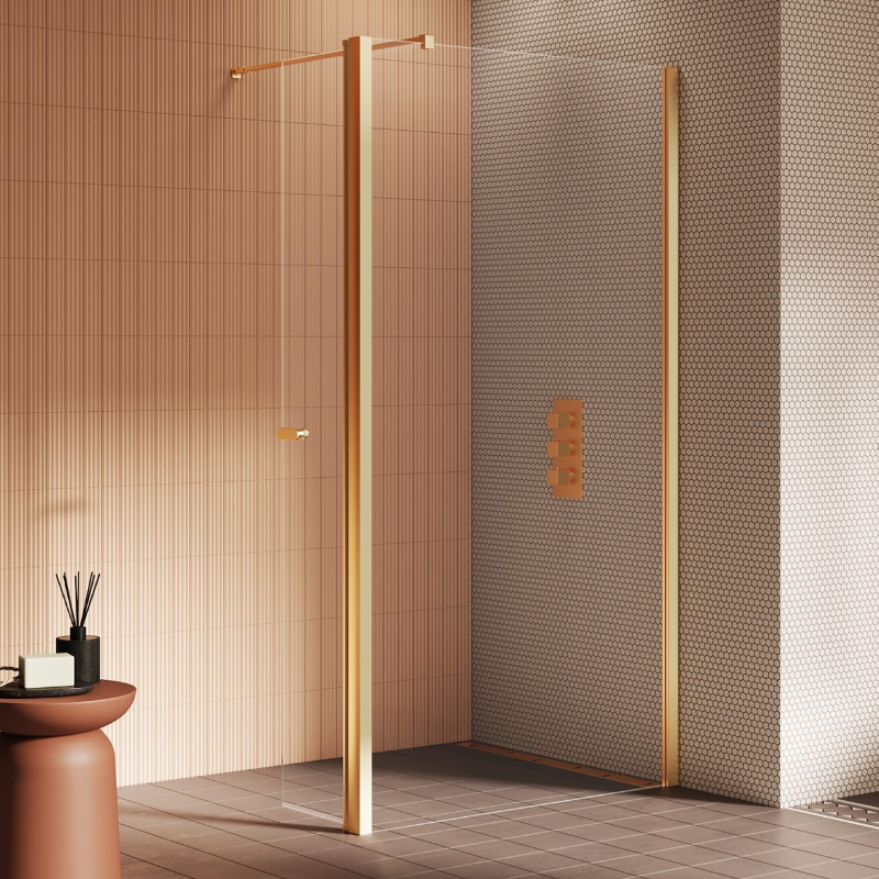 New Trendy New Soleo Kabina prysznicowa gold brushed walk-in U 80x195 cm (K-4335)