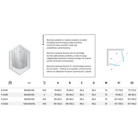 New Trendy New Soleo Kabina prysznicowa 2D półokrągła asymetryczna 80x90x195 cm (K-3592)