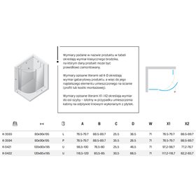 New Trendy New Soleo Kabina prysznicowa 1D Lewa półokrągła asymetryczna 80x90x195 cm (K-3593)