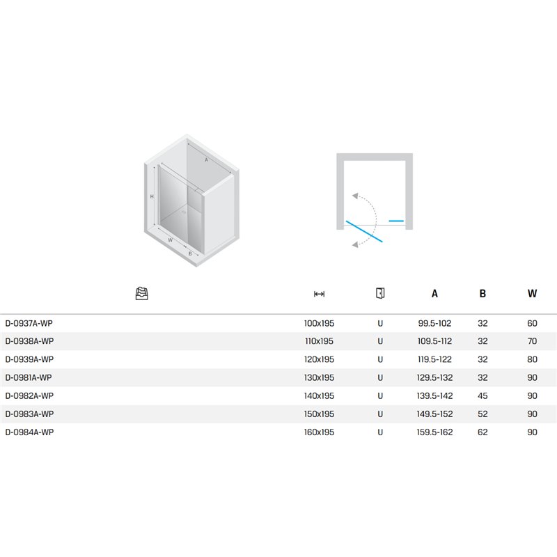 New Trendy New Soleo Drzwi wnękowe black 1D U 150x195 cmActive Shield 2.0 - wspornik równoległy  (D-0983A-WP)