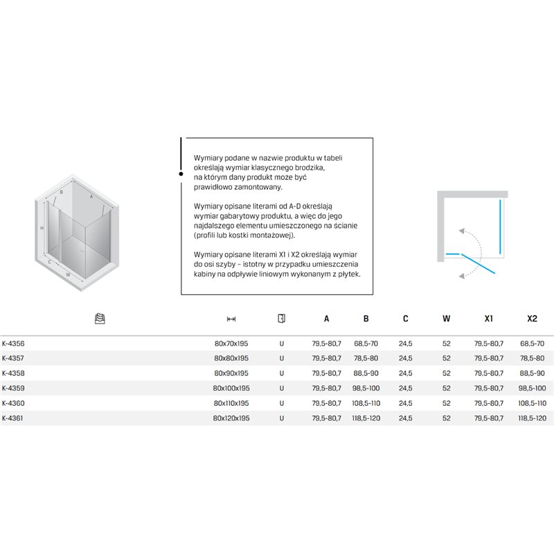 New Trendy New Soleo Kabina prysznicowa black 1D prostokątna U 80x70x195 cm 6mm Active Shield 2.0 (K-4356)