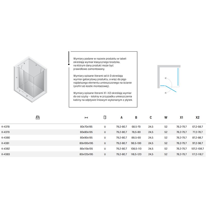 New Trendy New Soleo Kabina prysznicowa copper brushed 1D prostokątna U 80x90x195 cm Active Shield 2.0 (K-4380)