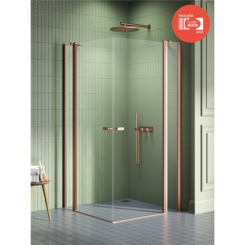 New Trendy New Soleo Kabina prysznicowa copper brushed 2D prostokątna U 80x90x195 cm (K-4385)