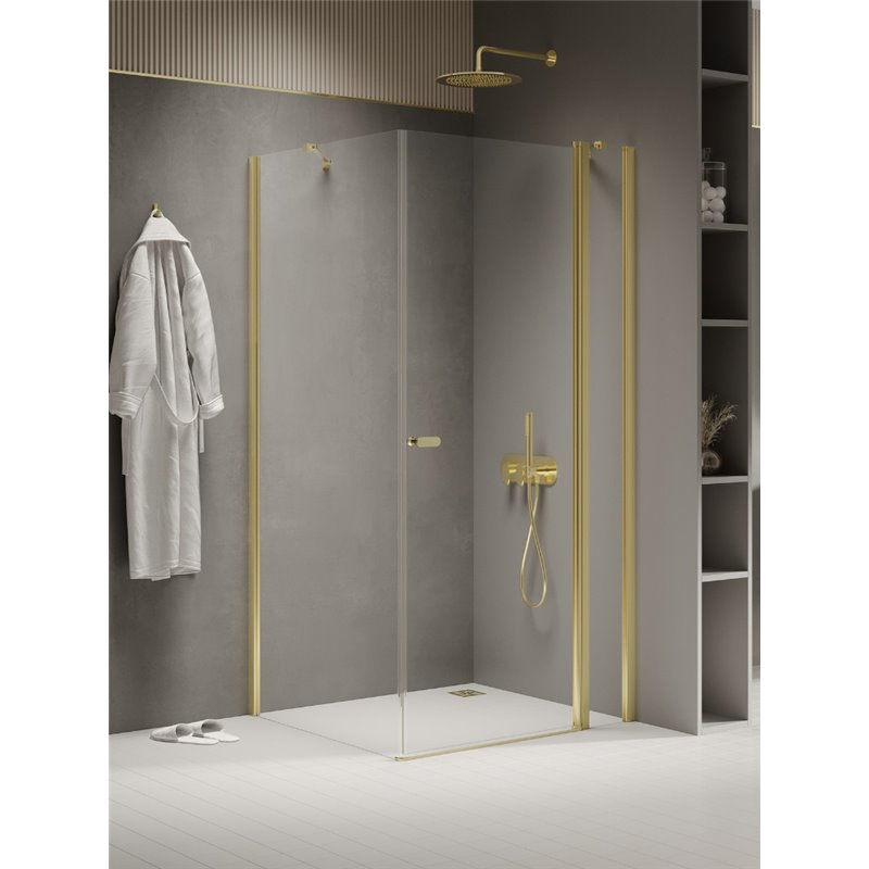 New Trendy New Soleo Kabina prysznicowa light gold 1D prostokątna U 80x120x195 cm Active Shield 2.0 (K-4372)