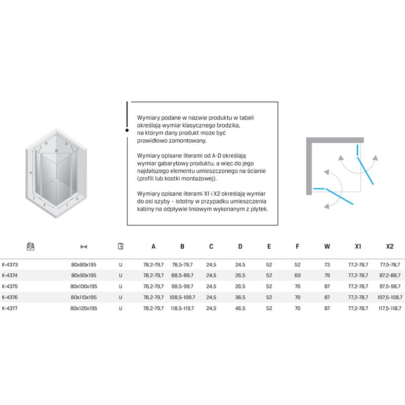 New Trendy New Soleo Kabina prysznicowa light gold 2D prostokątna U 80x110x195 cm Active Shield 2.0 (K-4376)