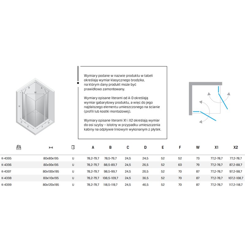 New Trendy New Soleo Kabina prysznicowa gunmetal brushed 2D prostokątna U 80x90x195 cm Active Shield 2.0 (K-4396)