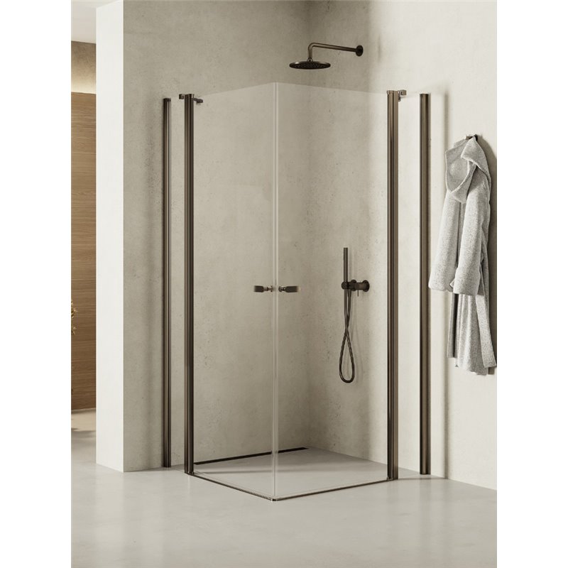 New Trendy New Soleo Kabina prysznicowa gunmetal brushed 2D prostokątna U 80x120x195 cm Active Shield 2.0 (K-4399)