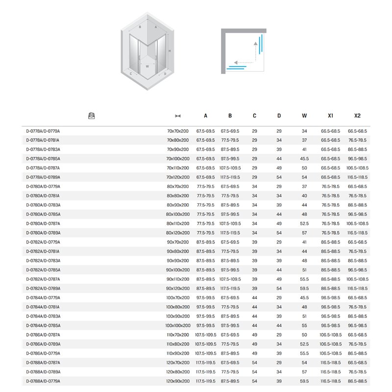 New Trendy Prime Kabina prysznicowa gold brushed 2D kwadratowa 80x80x200 cm Active Shield 2.0 (D-0780A/D-0781A)