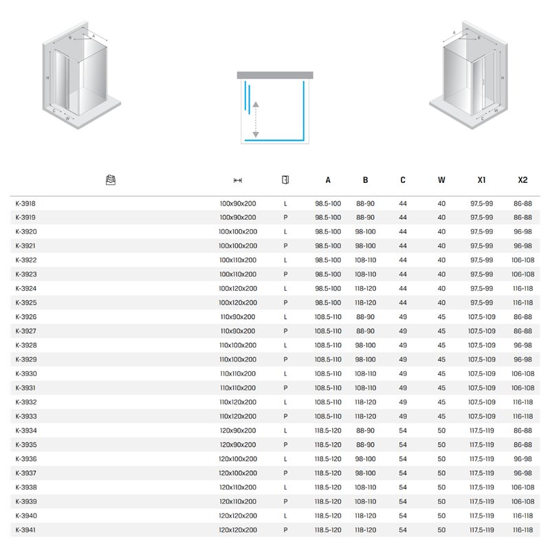 New Trendy Prime Kabina prysznicowa gold brushed 1D kwadratowa przyścienna Lewa 100x100x200 cm Active Shield 2.0 (K-3920)