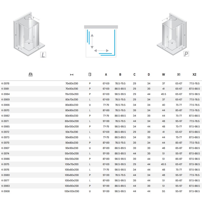 New Trendy Prime Kabina prysznicowa gold brushed 2D kwadratowa przyścienna U 100x100x200 cm Active Shield 2.0 (K-3968)