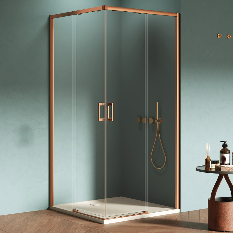 New Trendy Prime Kabina prysznicowa copper brushed 2D prostokątna 100x80x200 cm Active Shield 2.0 (D-0812A/D-0809A)