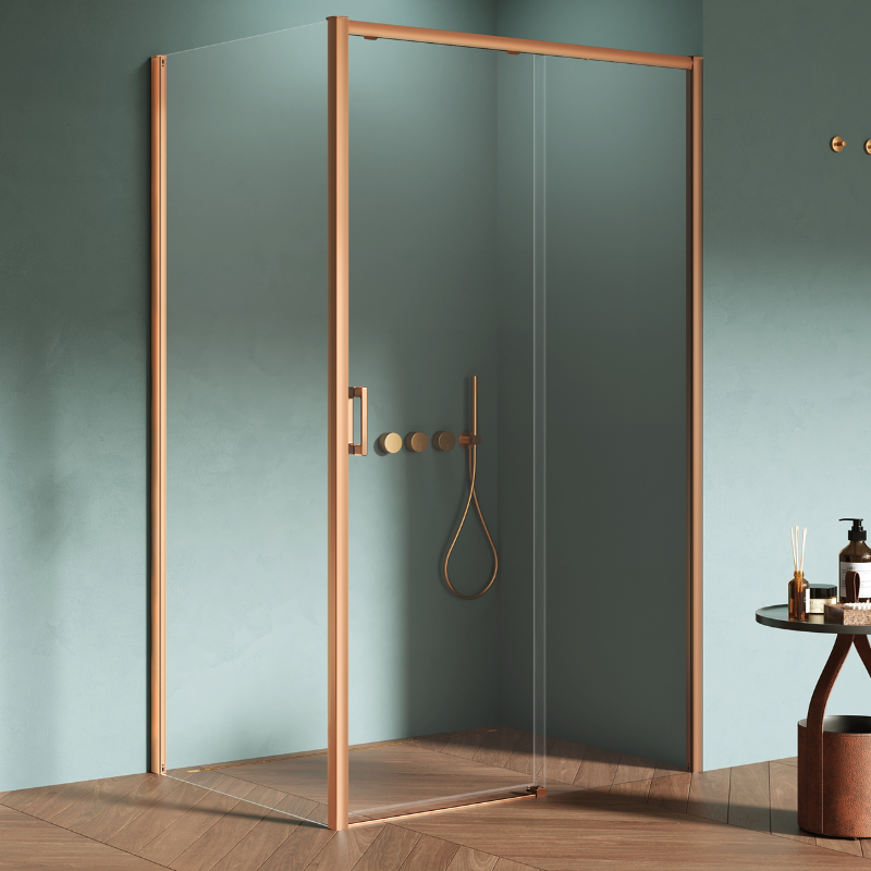 New Trendy Prime Kabina prysznicowa copper brushed 1D prostokątna prawa 110x90x200 cm Active Shield 2.0 (D-0815A/D-0342B)