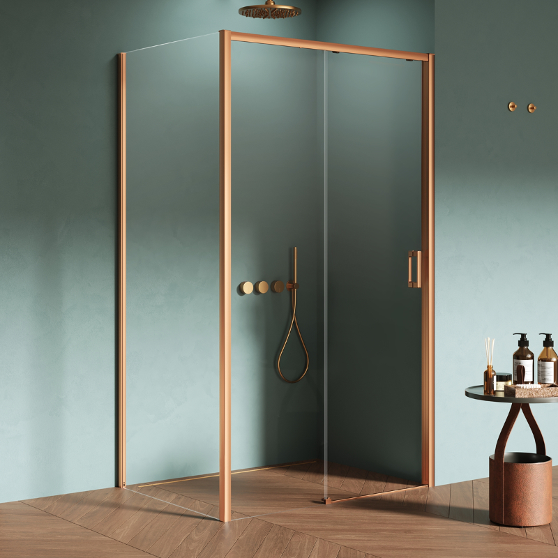New Trendy Prime Kabina prysznicowa copper brushed 1D prostokątna lewa 130x100x200 cm Active Shield 2.0 (K-4002)