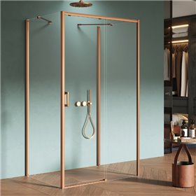 New Trendy Prime Kabina prysznicowa copper brushed 1D prostokątna przyścienna prawa 110x80x200 cm (K-4076)