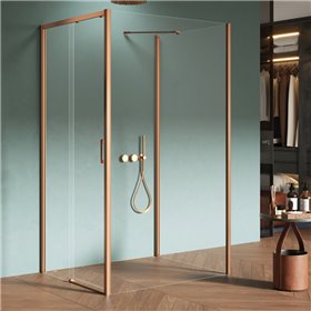 New Trendy Prime Kabina prysznicowa copper brushed 1D prostokątna przyścienna prawa 110x100x200 cm (K-4110)
