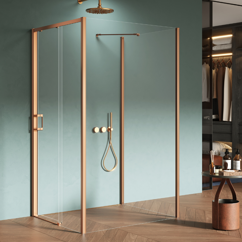 New Trendy Prime Kabina prysznicowa copper brushed 1D prostokątna przyścienna lewa 120x100x200 cm (K-4132)