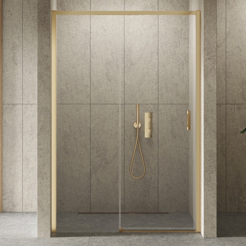 New Trendy Prime Drzwi wnękowe gold brushed 1D lewa 140x200 cm Active Shield 2.0 (D-0792A)