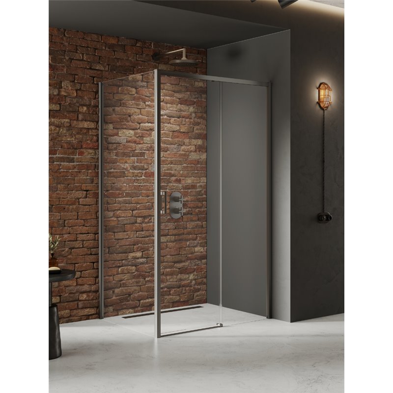 New Trendy Prime Kabina prysznicowa gunmetal brushed 1D kwadratowa prawa 100x100x200 cm (D-0886A/D-0355B)