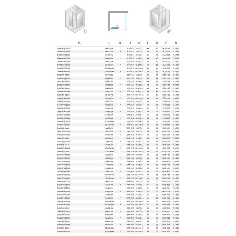 New Trendy Prime Kabina prysznicowa gunmetal brushed 1D prostokątna prawa 110x70x200 cm (D-0888A/D-0352B)