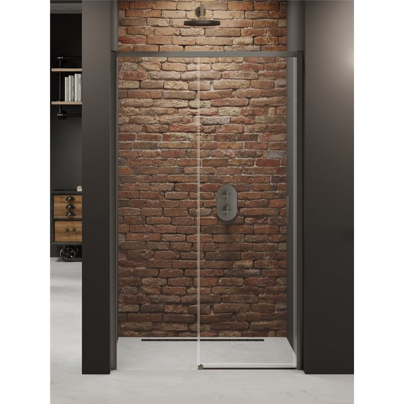 New Trendy Prime Drzwi wnękowe gunmetal brushed 1D lewa 130x200 cm Active Shield 2.0 (D-0891A)