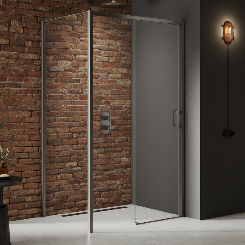 New Trendy Prime Kabina prysznicowa gunmetal brushed 1D prostokątna lewa 160x80x200 cmActive Shield 2.0 (K-4821)