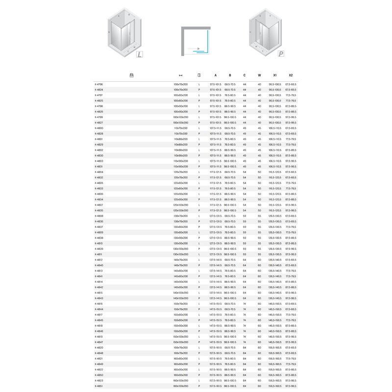 New Trendy Prime Kabina prysznicowa gunmetal brushed 1D prostokątna prawa 140x100x200 cmActive Shield 2.0 (K-4843)