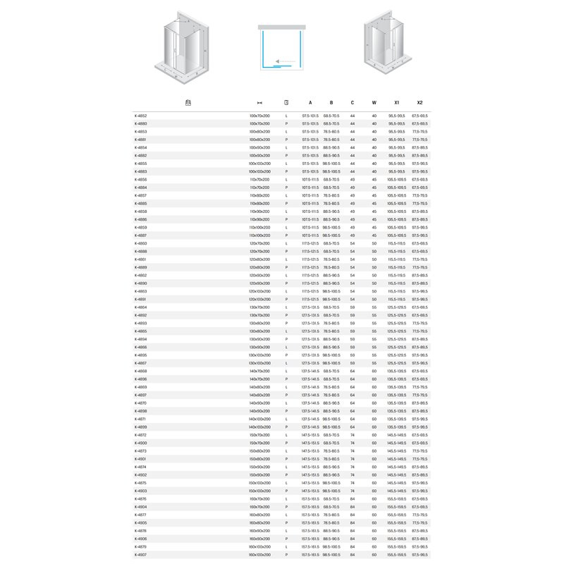 New Trendy Prime Kabina prysznicowa gunmetal brushed 1D prostokątna przyścienna prawa 110x70x200 cm Active Shield 2.0 (K-4884)