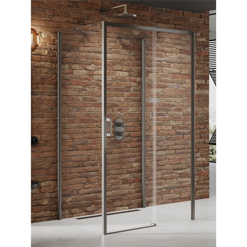 New Trendy Prime Kabina prysznicowa gunmetal brushed 1D prostokątna przyścienna prawa 120x100x200 cm Active Shield 2.0 (K-4891)