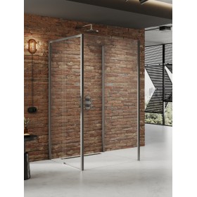 New Trendy Prime Kabina prysznicowa gunmetal brushed 1D prostokątna przyścienna prawa 100x110x200 cm Active Shield 2.0 (K-4913)