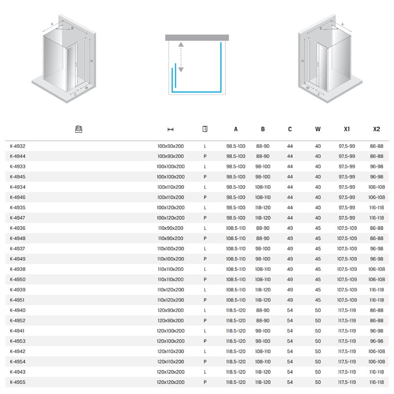 New Trendy Prime Kabina prysznicowa gunmetal brushed 1D kwadratowa przyścienna lewa 110x110x200 cm Active Shield 2.0 (K-4938)