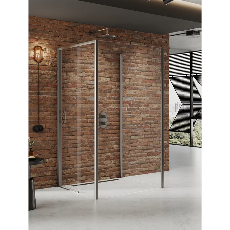 New Trendy Prime Kabina prysznicowa gunmetal brushed 1D prostokątna przyścienna prawa 100x120x200 cm Active Shield 2.0 (K-4947)