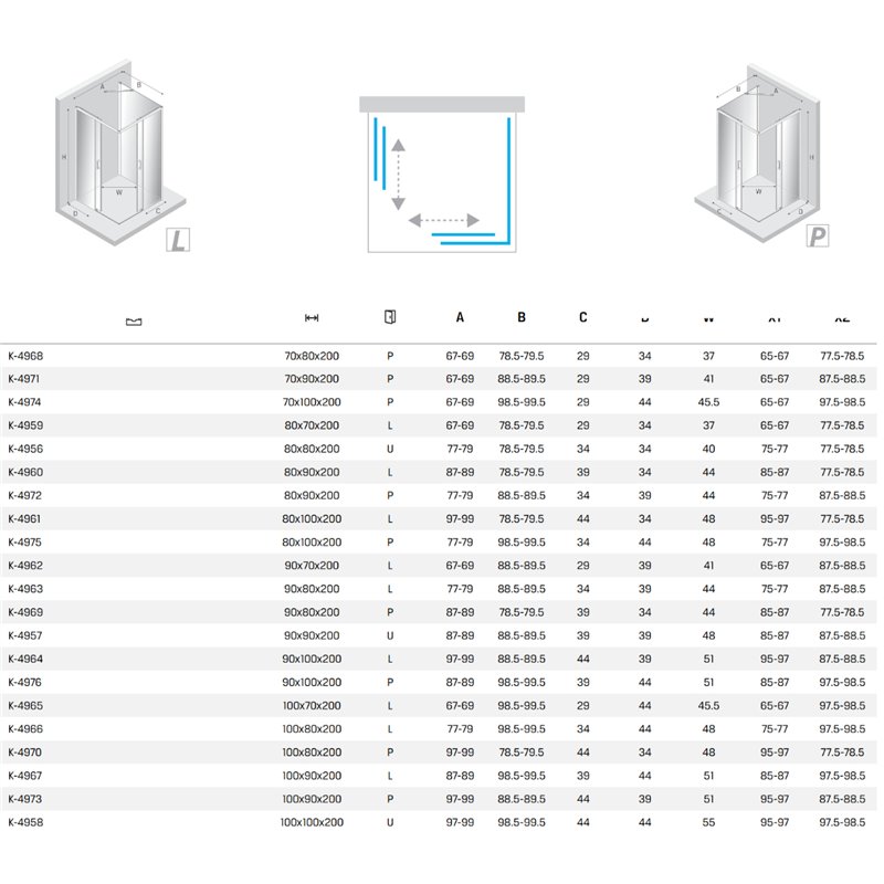 New Trendy Prime Kabina prysznicowa gunmetal brushed 2D prostokątna przyścienna P 100x90x200 cm Active Shield 2.0 (K-4973)