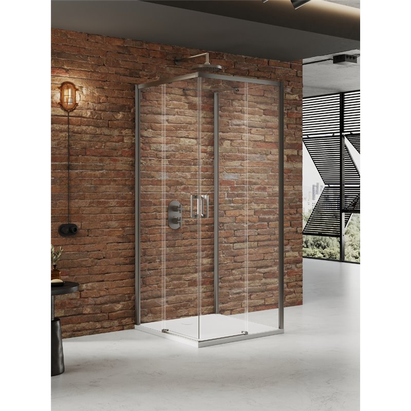 New Trendy Prime Kabina prysznicowa gunmetal brushed 2D prostokątna przyścienna P 80x100x200 cm Active Shield 2.0 (K-4975)