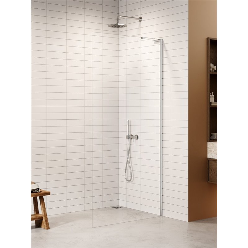 New Trendy Nesta Kabina prysznicowa WALK-IN U 90x200 cm szkło czyste 8mm Active Shield 2.0 - wpsornik kątowy (K-1716-WL)