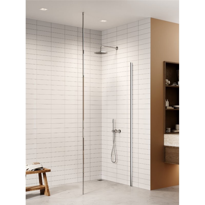New Trendy Nesta Kabina prysznicowa WALK-IN U 120x200 cm szkło czyste 8mm Active Shield 2.0 - wpsornik sufitowy (K-1719-WS)