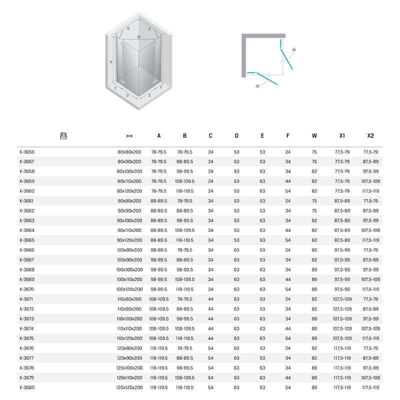 New Trendy Nesta Kabina chrom 2D prostokątna 80x110x200 cm Active Shield 2.0 (K-3659)