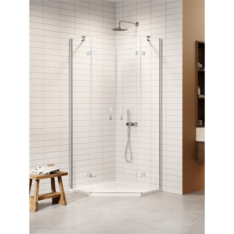 New Trendy Nesta Kabina chrom 2D pięciokątna 90x90x200 cm Active Shield 2.0 (K-3690)