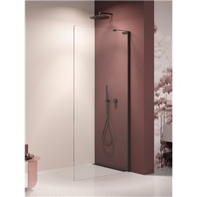 New Trendy Nesta Kabina prysznicowa black WALK-IN U 90x200 cm 8mm Active Shield 2.0 - wspornik kątowy (K-1724-WL)