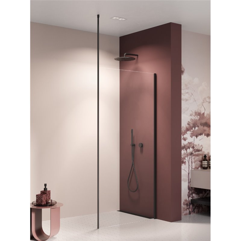 New Trendy Nesta Kabina prysznicowa black WALK-IN U 100x200 cm 8mm Active Shield 2.0 - wspornik sufitowy (K-1725-WS)