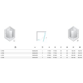 New Trendy Nesta Kabina black 1D pięciokątna L 90x90x200 cm Active Shield 2.0 (K-3787)