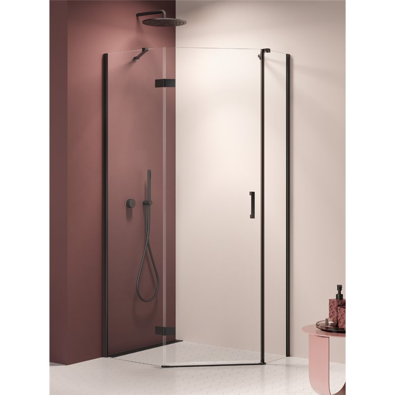 New Trendy Nesta Kabina black 1D pięciokątna lewa Drzwi Lewe 100x80x200 cm Active Shield 2.0 (K-3793)