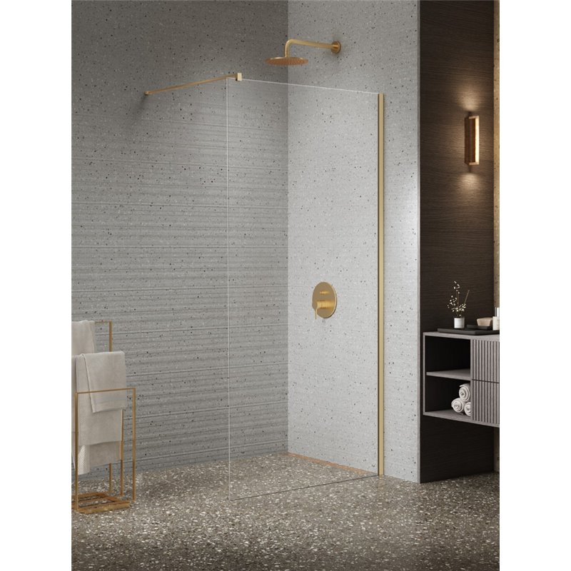 New Trendy Nesta Kabina prysznicowa gold bushed WALK-IN U 80x200 cm 8mm Active Shield 2.0  (K-1739)