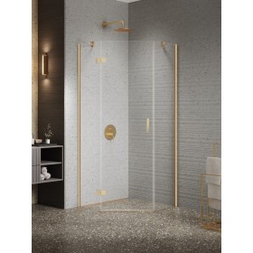 New Trendy Nesta Kabina gold brushed 1D pięciokątna lewa 90x90x200 cm Active Shield 2.0 (K-3801)