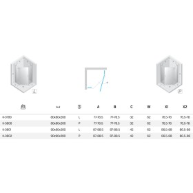 New Trendy Nesta Kabina gold brushed 1D pięciokątna lewa 90x90x200 cm Active Shield 2.0 (K-3801)